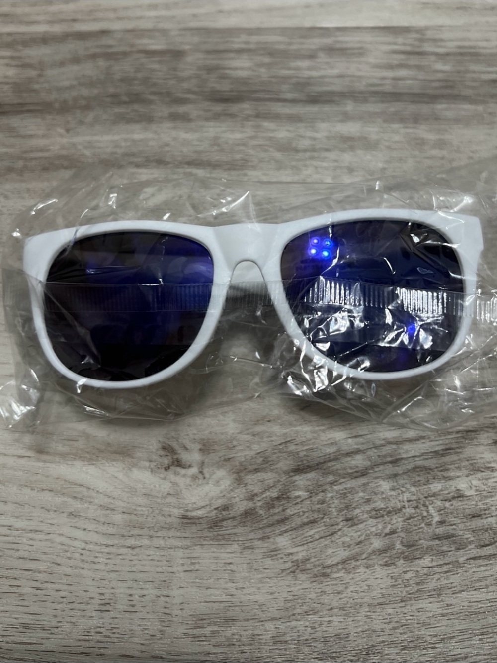 White Frame Sunglasses with Blue Lenses